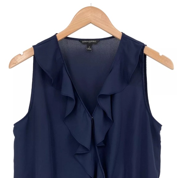 2/$25: Banana Republic Navy Ruffle Wrap Top - Picture 3 of 7